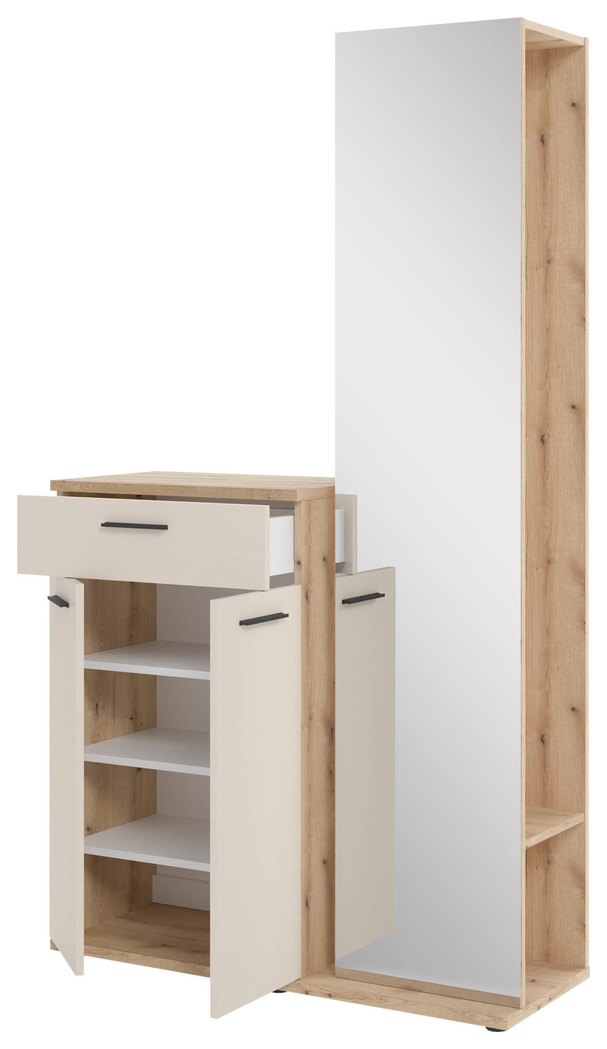 GARDEROBE  in 105/188/38 cm  - Eichefarben/Creme, Basics, Glas/Holzwerkstoff (105/188/38cm) - Xora