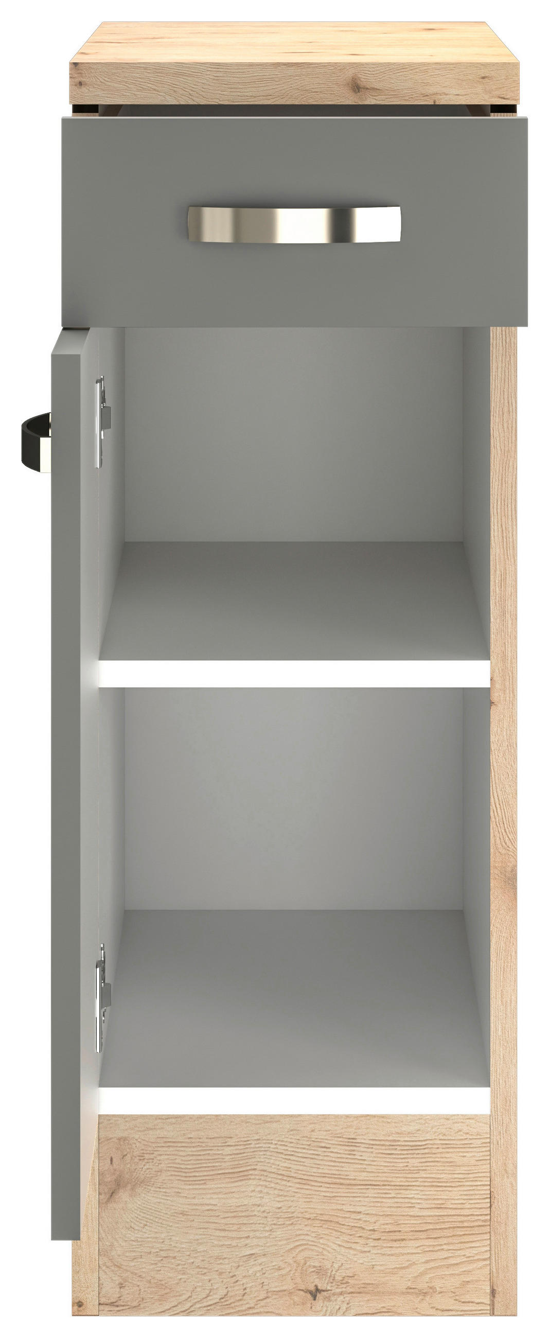 KÜCHENUNTERSCHRANK 30/85/60 cm in Dunkelgrau, Eiche San Remo - Edelstahlfarben/Dunkelgrau, MODERN, Holzwerkstoff/Metall (30/85/60cm) - FlexWell