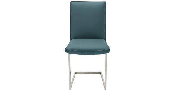 SCHWINGSTUHL  in Nickel Echtleder pigmentiert  - Blau/Edelstahlfarben, Design, Leder/Metall (48/93/65cm) - Ambiente