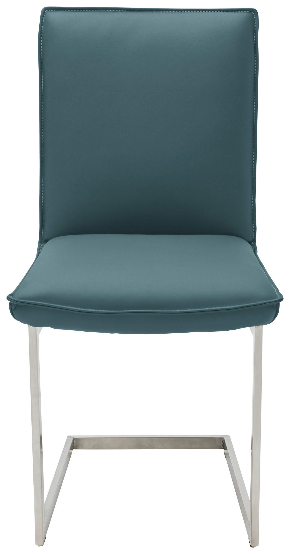 SCHWINGSTUHL  in Nickel Echtleder pigmentiert  - Blau/Edelstahlfarben, Design, Leder/Metall (48/93/65cm) - Ambiente