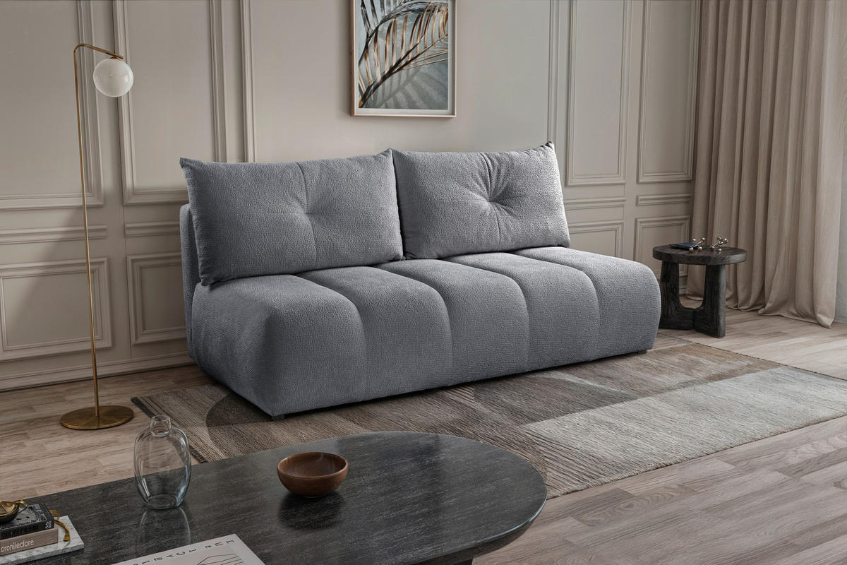 SCHLAFSOFA  mit Bettkasten erhältlich, Bettfunktion erhältlich Struktur Hellblau  - Creme/Schwarz, Design, Holz/Textil (209/100/103cm) - MID.YOU