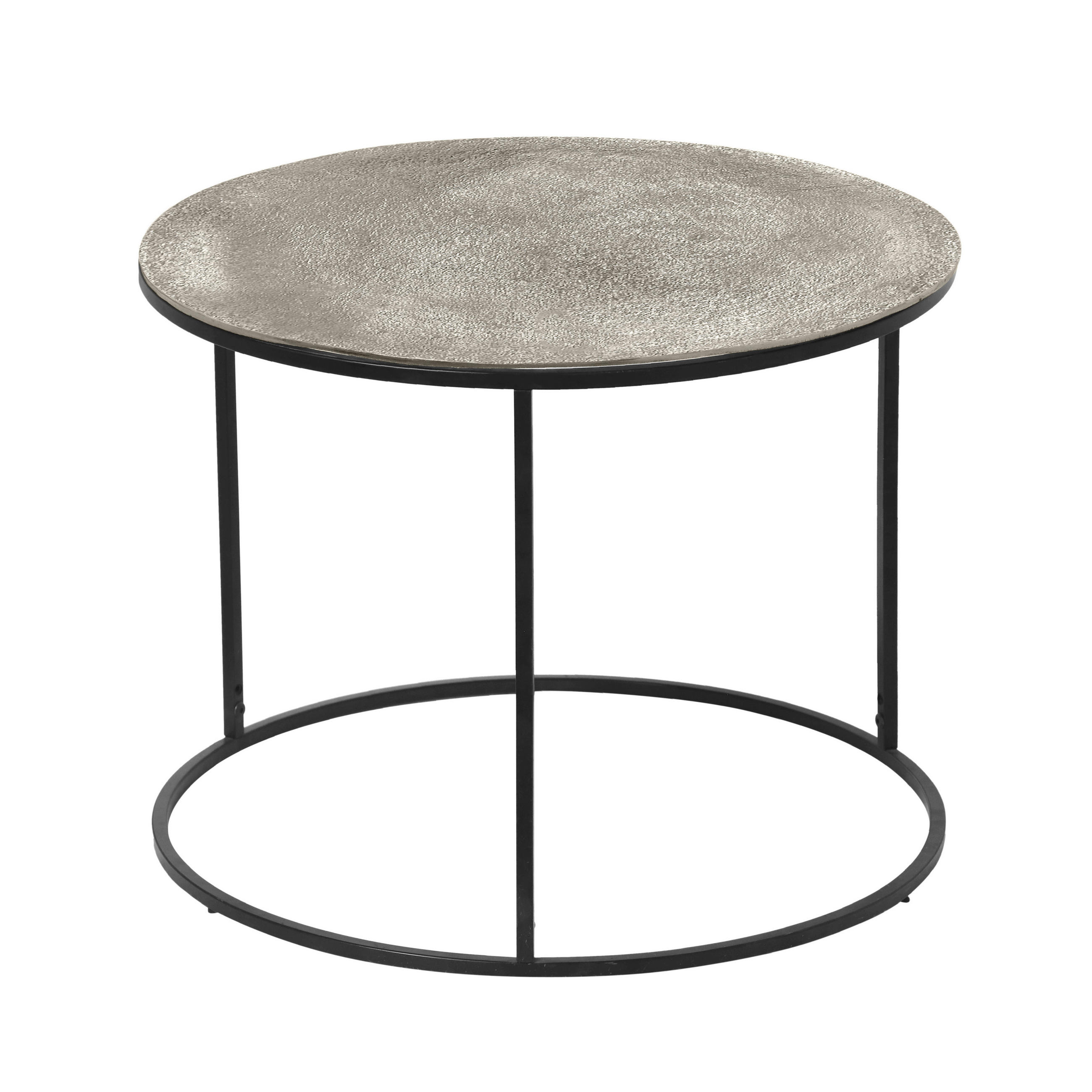 BEISTELLTISCH Schwarz, Silberfarben rund  - Silberfarben/Schwarz, MODERN, Metall (60/46cm)