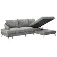 ECKSOFA in Webstoff Dunkelgrau  - Dunkelgrau/Schwarz, KONVENTIONELL, Textil/Metall (293/183cm) - Carryhome