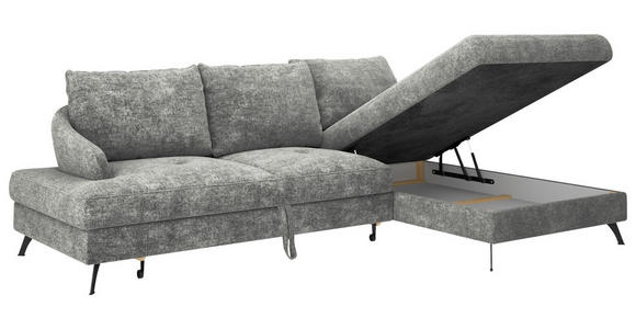 ECKSOFA in Webstoff Dunkelgrau  - Dunkelgrau/Schwarz, KONVENTIONELL, Textil/Metall (293/183cm) - Carryhome