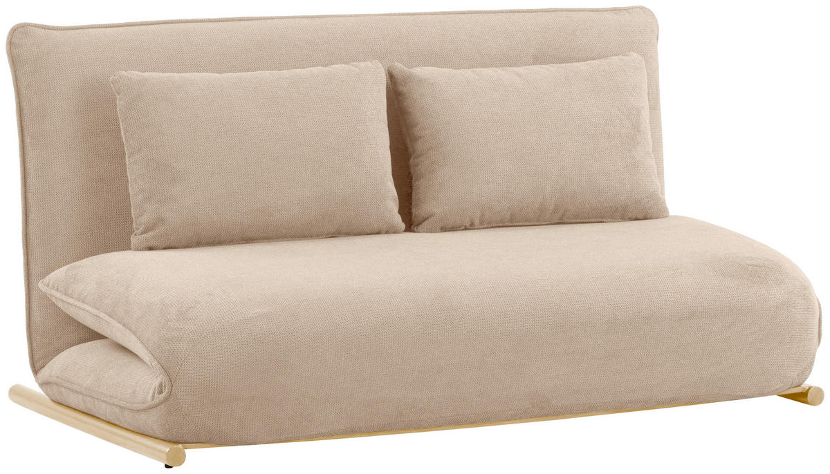 SOFA VELIN Samt Creme, Nussbaumfarben  - Nussbaumfarben/Creme, Design, Textil/Metall (140/97/80cm) - MID.YOU