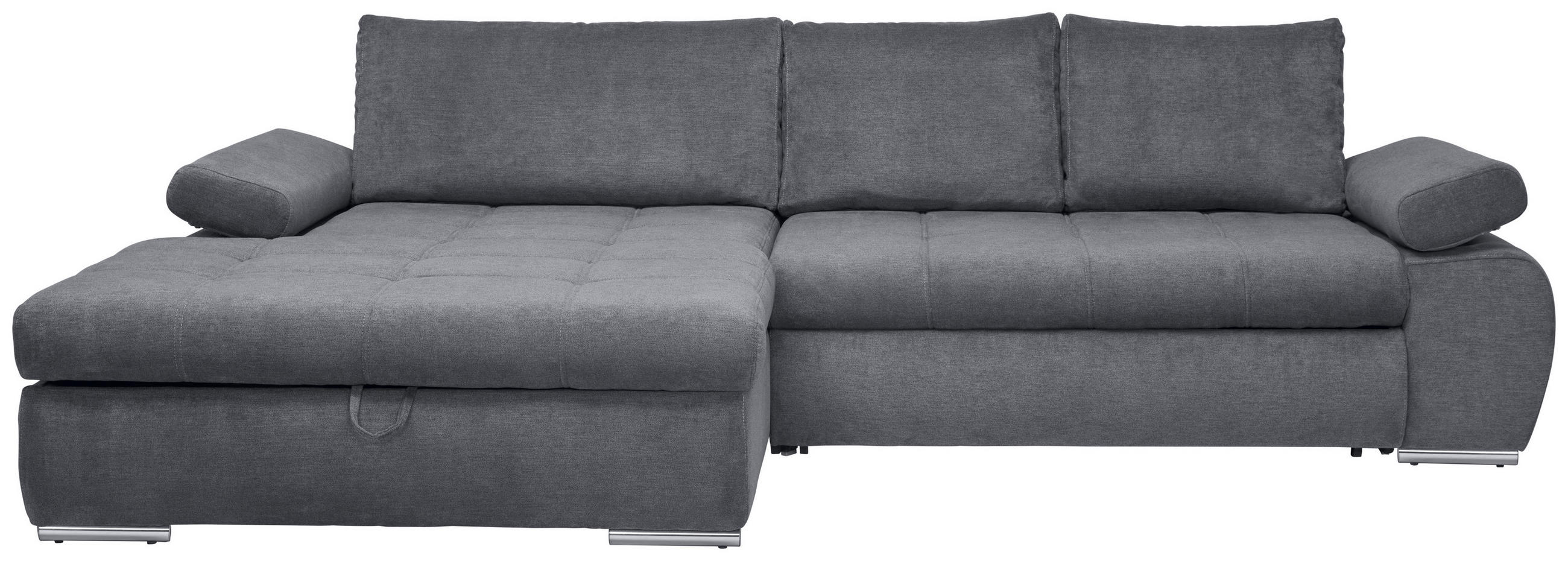 ECKSOFA Grau Flachgewebe  - Chromfarben/Weiß, Design, Kunststoff/Textil (173/294cm) - Carryhome