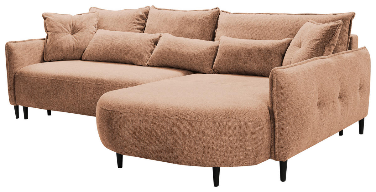 ECKSOFA in Chenille Dunkelorange  - Dunkelorange/Schwarz, Modern, Textil/Metall (285/200cm) - MID.YOU