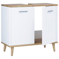 WASCHBECKENUNTERSCHRANK 60/56/28 cm  - Honigeiche/Weiß, MODERN, Holzwerkstoff/Kunststoff (60/56/28cm) - MID.YOU