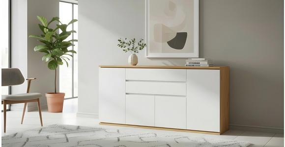 SIDEBOARD  184/93/42 cm 2 Schublade(n)  - Schwarz/Weiß, Design, Holzwerkstoff/Kunststoff (184/93/42cm) - Xora