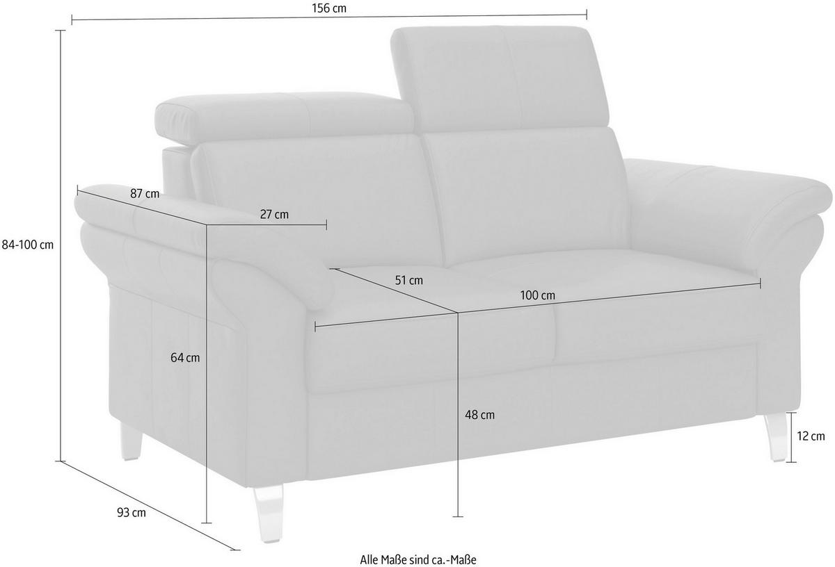 2-SITZER-SOFA Echtleder Anthrazit  - Chromfarben/Anthrazit, Basics, Leder/Textil (156/84/93cm) - Sit & More