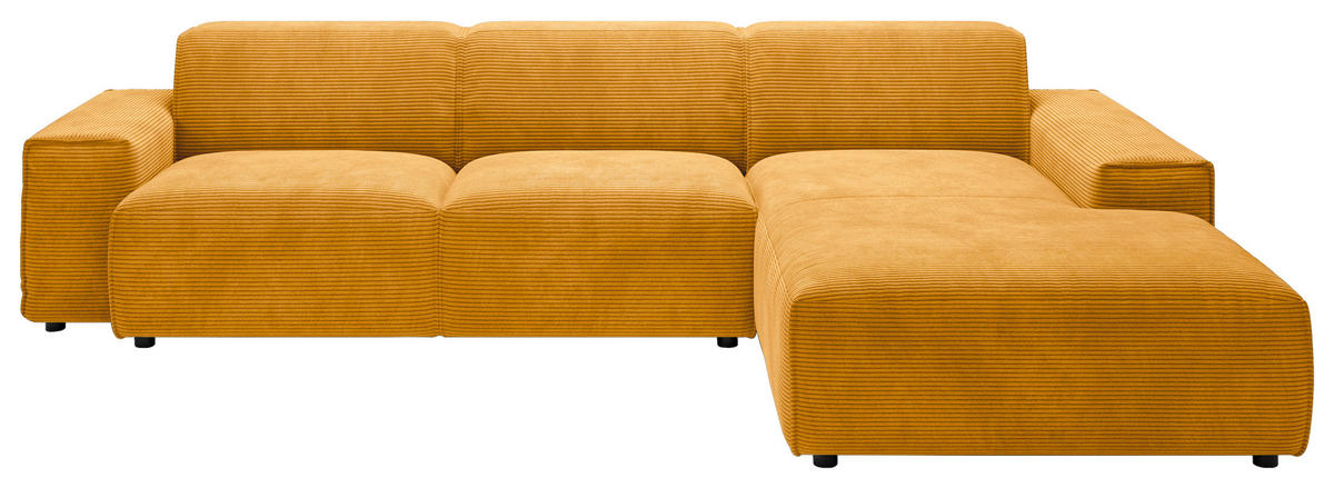 ECKSOFA 9125 Goldfarben, Gelb Cord  - Gelb/Goldfarben, Design, Kunststoff/Textil (300/189cm) - Pure Home Lifestyle