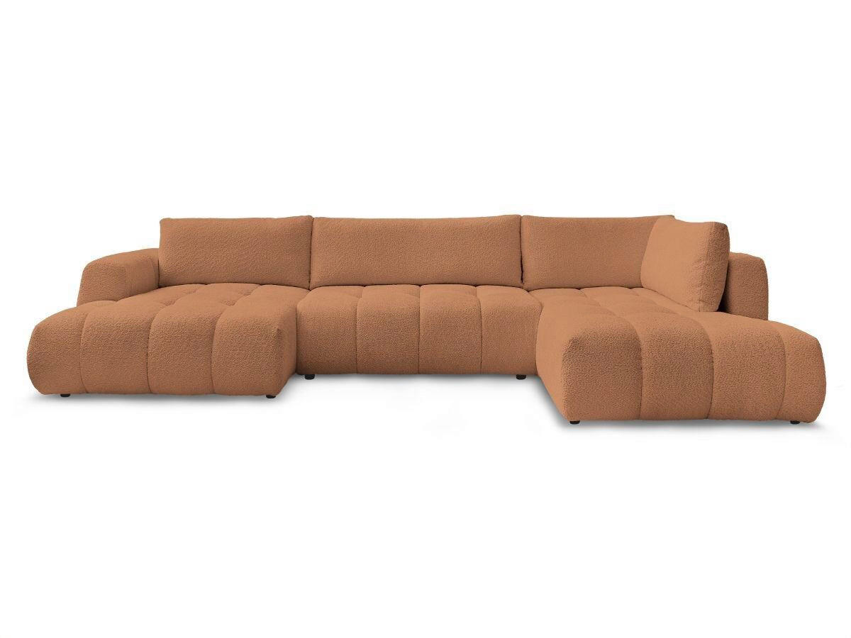 WOHNLANDSCHAFT  FUJI  Orange Bouclé  - Schwarz/Orange, MODERN, Kunststoff/Textil (160/377/204cm)