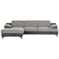 ECKSOFA Hellgrau, Dunkelgrau Chenille Kopfstütze  - Dunkelgrau/Hellgrau, Design, Textil/Metall (291/80-98/178cm) - Livetastic