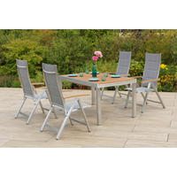 GARTENTISCHGRUPPE  - Silberfarben/Naturfarben, KONVENTIONELL, Kunststoff/Textil - Gardenson