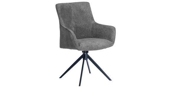 ARMLEHNSTUHL in Eisen Webstoff - Schwarz/Grau, Design, Textil/Metall (64/88/60cm) - Novel