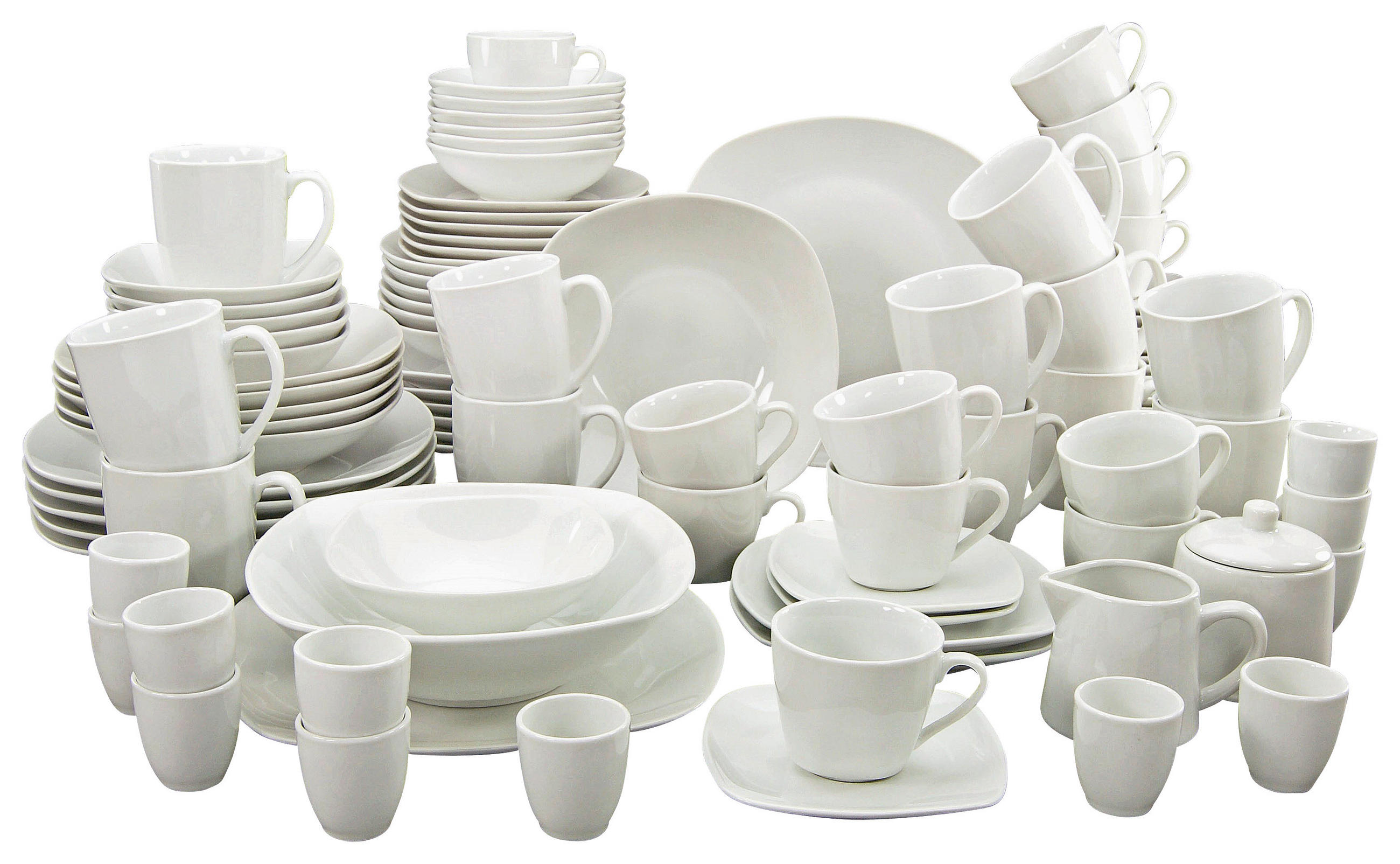 KOMBISERVICE Square Weiß 100-teilig  - Weiß, KONVENTIONELL, Keramik - Creatable