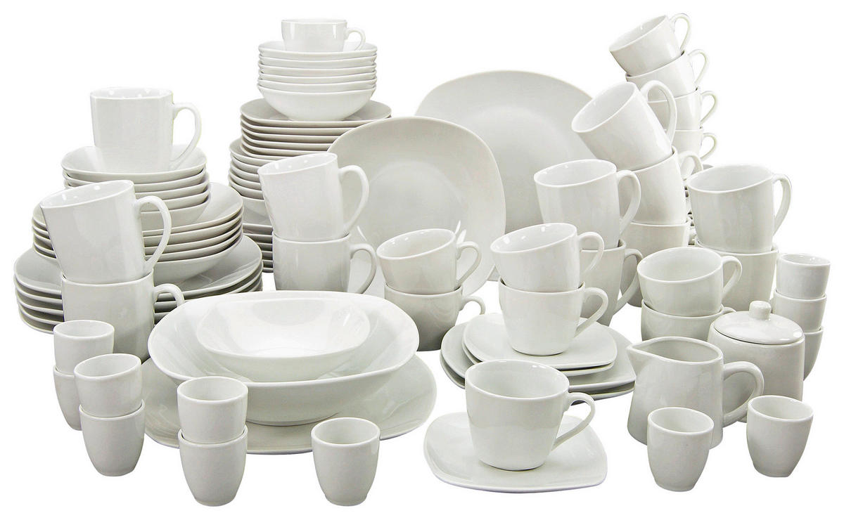 KOMBISERVICE Square Weiß 100-teilig 12 Personen  - Weiß, KONVENTIONELL, Keramik - Creatable