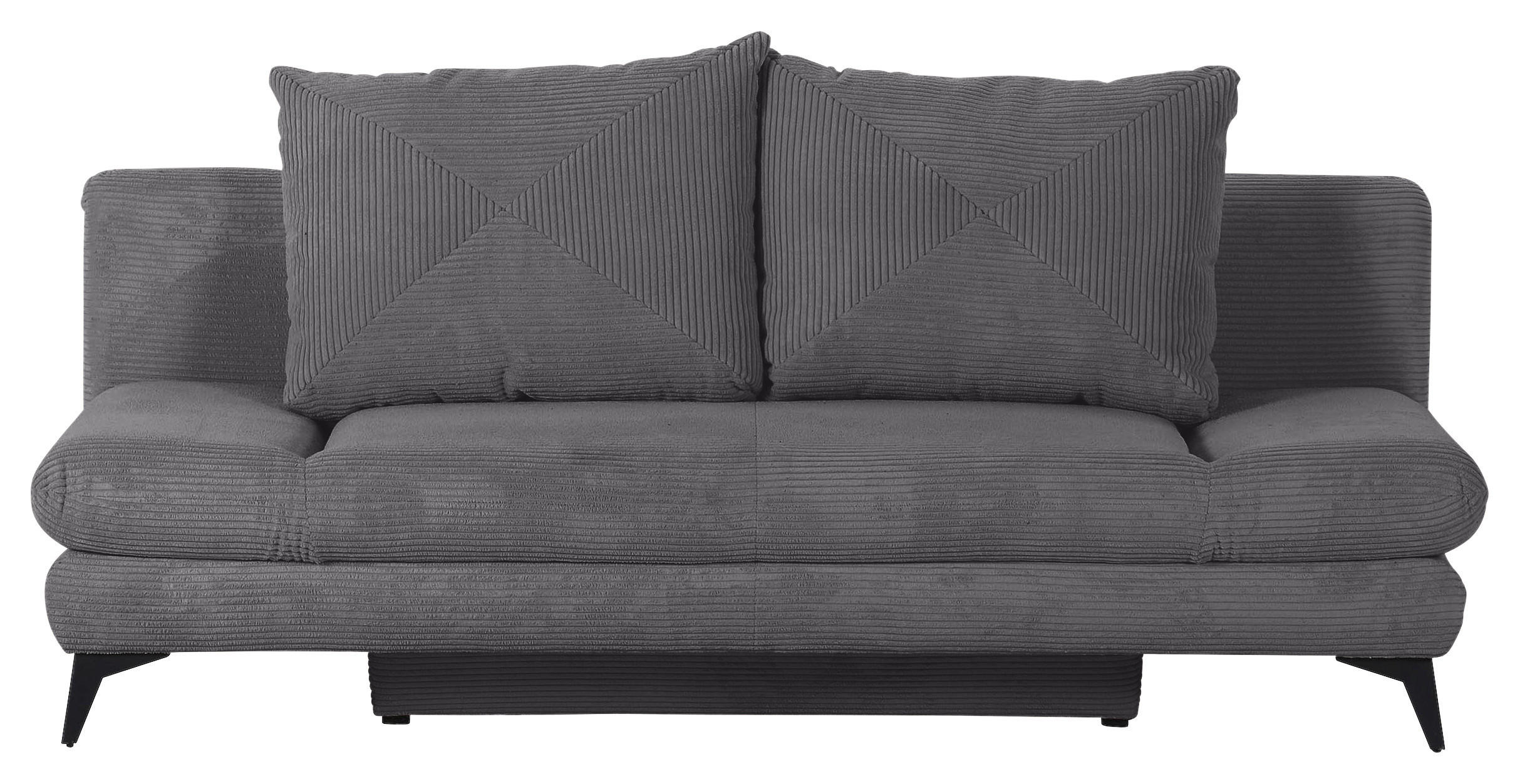 SCHLAFSOFA Cord Dunkelgrau  - Dunkelgrau/Schwarz, KONVENTIONELL, Textil/Metall (200/78/95cm) - home24