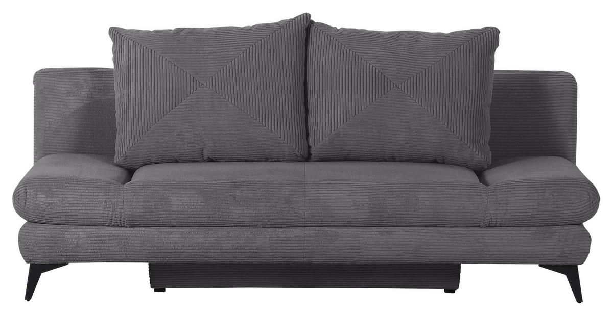 SCHLAFSOFA Cord Dunkelgrau  - Dunkelgrau/Schwarz, KONVENTIONELL, Textil/Metall (200/78/95cm) - home24