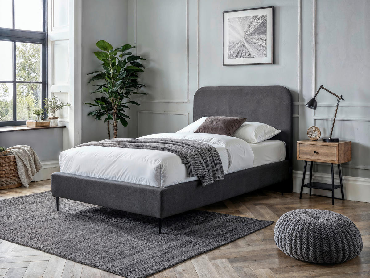 BOXSPRINGOVÁ POSTEĽ, 120/200 cm, sivá - čierna/sivá, Modern, kov/kompozitné drevo (120/200cm) - MID.YOU