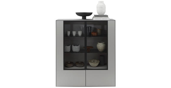 HIGHBOARD Grau 121,9/138,3/37,1 cm - Schwarz/Grau, Design, Glas/Holzwerkstoff (121,9/138,3/37,1cm) - Dieter Knoll