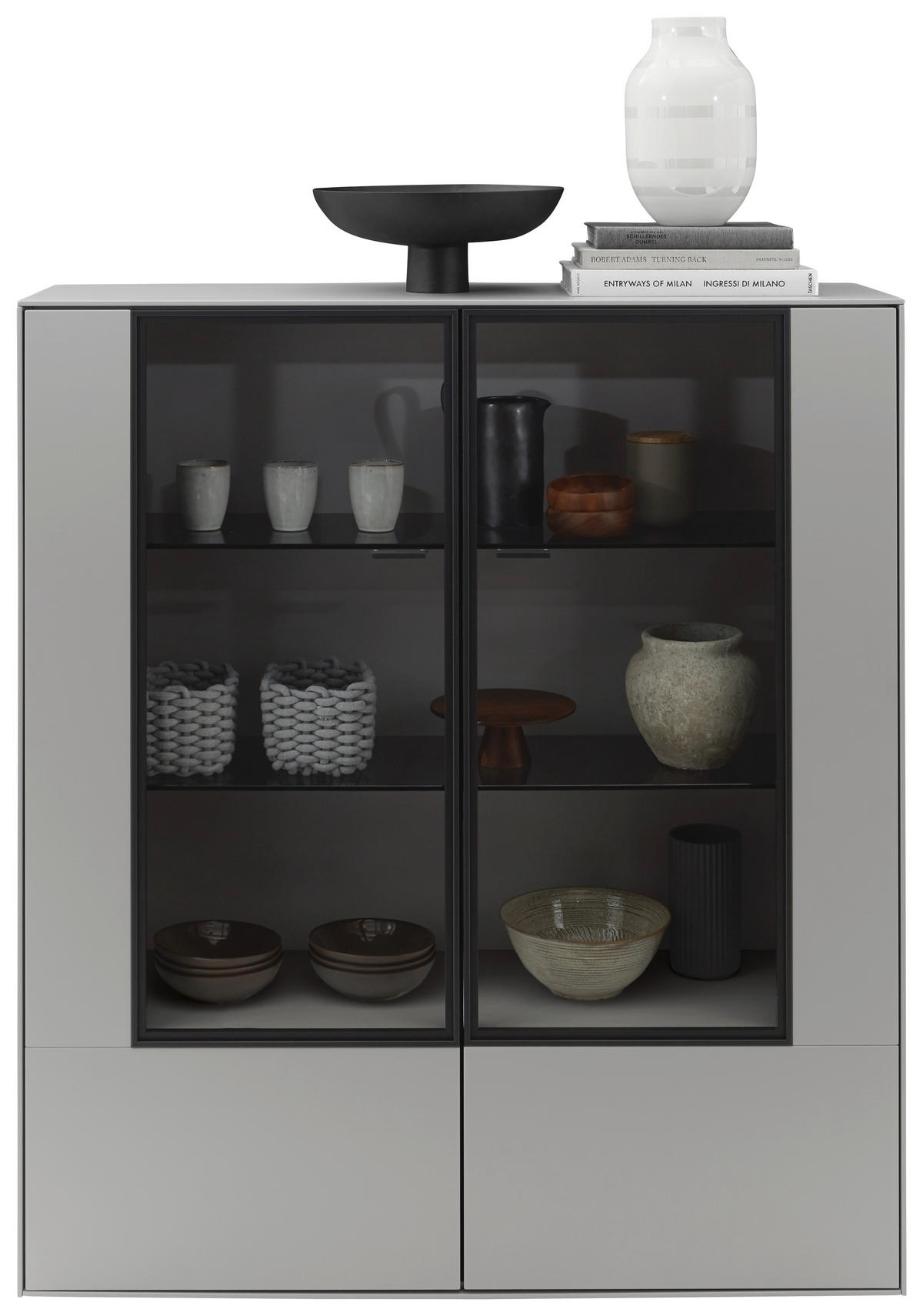 HIGHBOARD Grau  121,9/138,3/37,1 cm  - Schwarz/Grau, Design, Glas/Holzwerkstoff (121,9/138,3/37,1cm) - Dieter Knoll