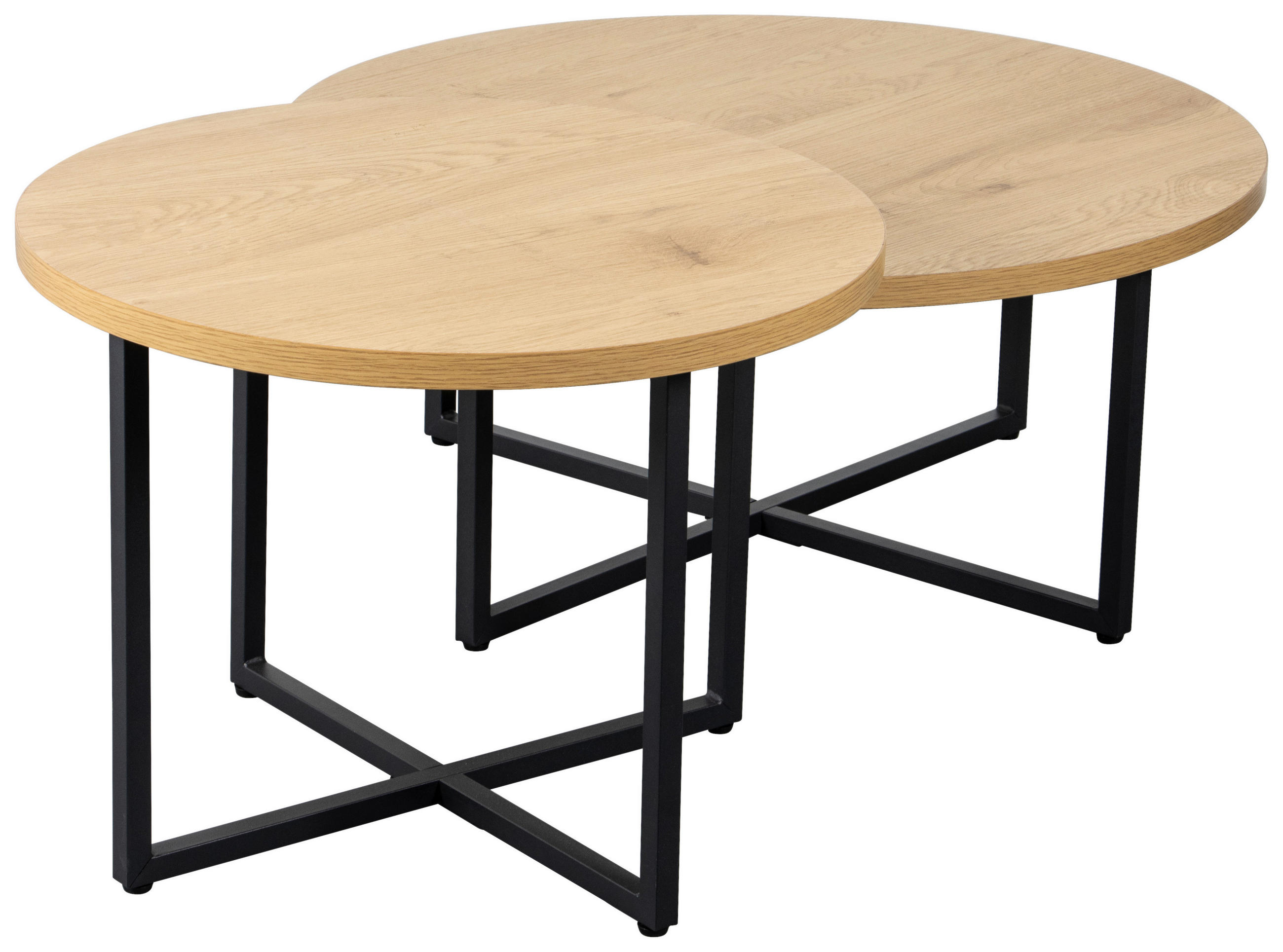 E-shop Boxxx SADA KONFERENČNÝCH STOLÍKOV, čierna, farba duba, kov, kompozitné drevo, 60-80/60-80/35-45 cm