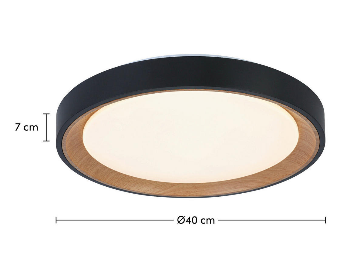 LED PLAFONJERA  - boja hrasta/bela, Trendi, metal/plastika (40/7cm) - Novel