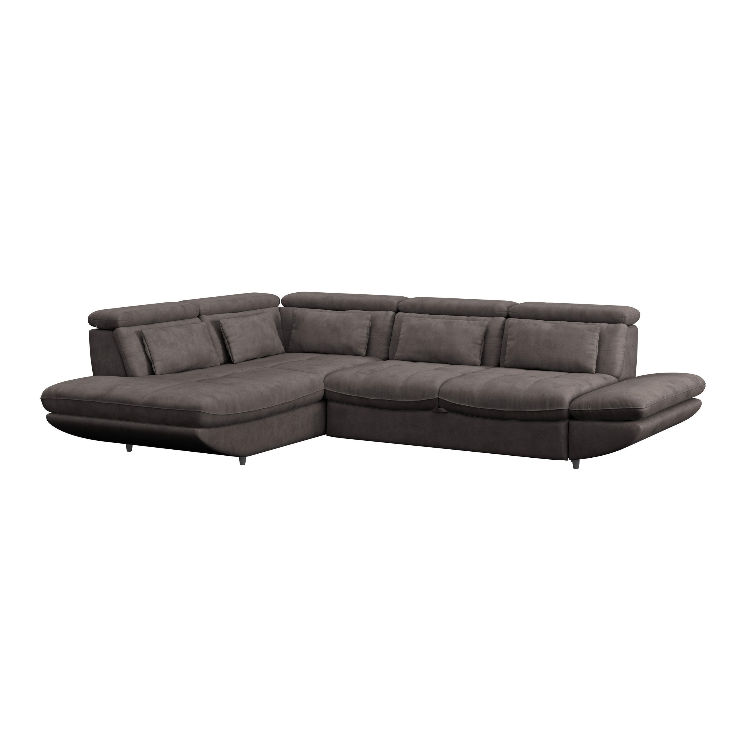 WOHNLANDSCHAFT in Mikrofaser Dunkelbraun  - Dunkelbraun/Schwarz, Modern, Kunststoff/Textil (311/233cm) - MID.YOU