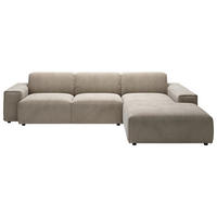 ECKSOFA 9125 Taupe Cord  - Taupe/Schwarz, Design, Kunststoff/Textil (300/189cm) - Pure Home Lifestyle
