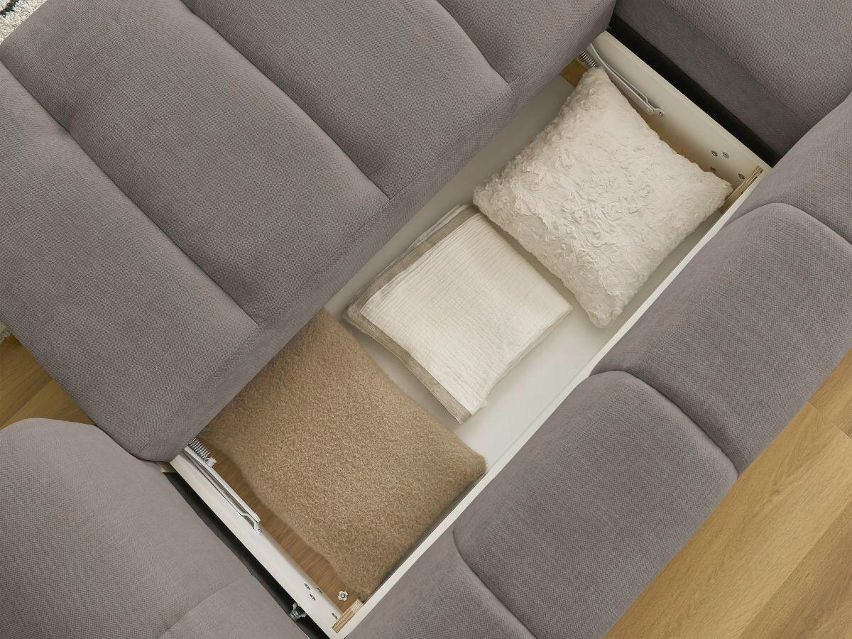 ECKSCHLAFSOFA FUJI Leinenoptik Taupe  inkl.  - Taupe/Schwarz, MODERN, Kunststoff/Textil (160/292cm)
