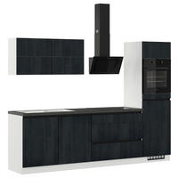 KÜCHENBLOCK 280 cm   in Schwarz, Eiche dunkel  - Eiche dunkel/Hellgrau, Design, Holzwerkstoff (280cm) - Impuls