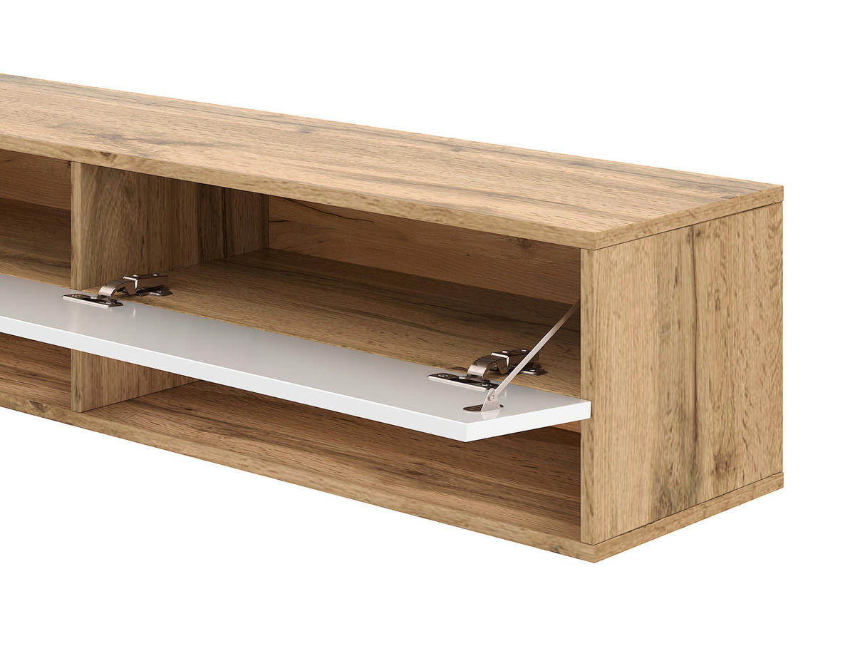 LOWBOARD DERBY  in 140/31,5/32,5 cm  - Weiß Hochglanz/Eiche Wotan, Design, Holzwerkstoff (140/31,5/32,5cm) - Livetastic