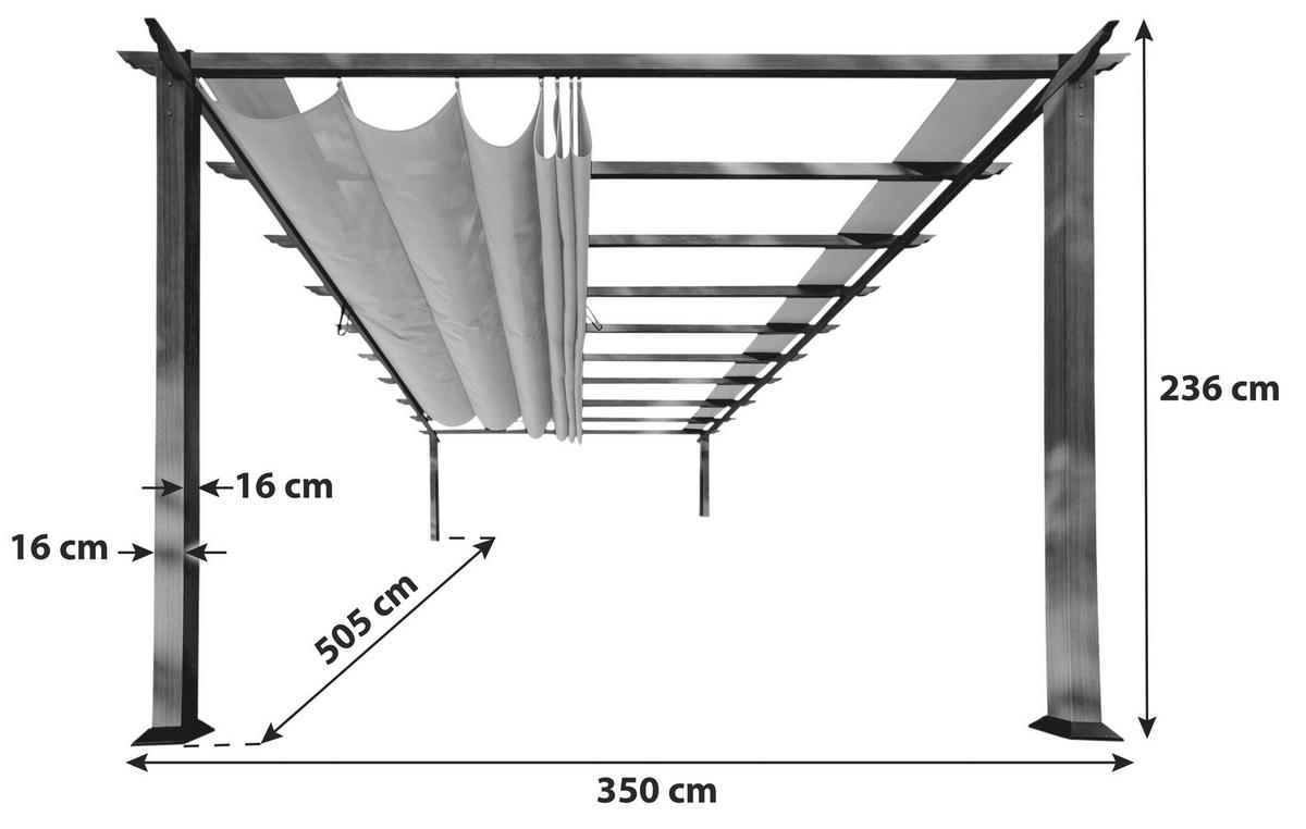 PERGOLA 505/236/350 cm   - Dunkelbraun, Basics, Kunststoff/Metall (505/236/350cm)