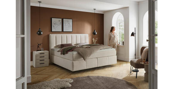 BOXSPRINGBETT 180/200 cm,  in Creme, H2 + H3 = mittel + fest  - Creme, KONVENTIONELL, Kunststoff/Textil (180/200cm) - Voleo