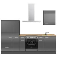 KÜCHENBLOCK 270 cm   in Eichefarben, Schieferfarben  - Schieferfarben/Edelstahlfarben, MODERN, Holzwerkstoff/Metall (270cm) - Nobilia