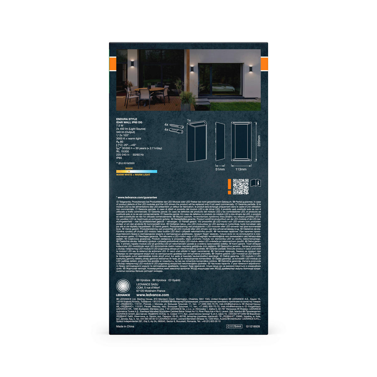 LED-AUßENLEUCHTE 11,3/5,1/22 cm   - Dunkelgrau, Basics, Kunststoff (11,3/5,1/22cm) - Osram