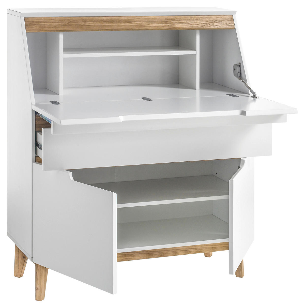 SEKRETÄR in Holz, Holzwerkstoff 97/113/40 cm  - Weiss/Eichefarben, Modern, Holz/Holzwerkstoff (97/113/40cm) - Livetastic