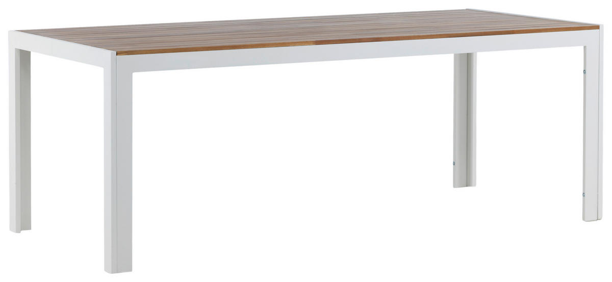 GARTENTISCH 200/100/76 cm  - Weiß/Akaziefarben, KONVENTIONELL, Holz/Metall (200/100/76cm) - Gardenson