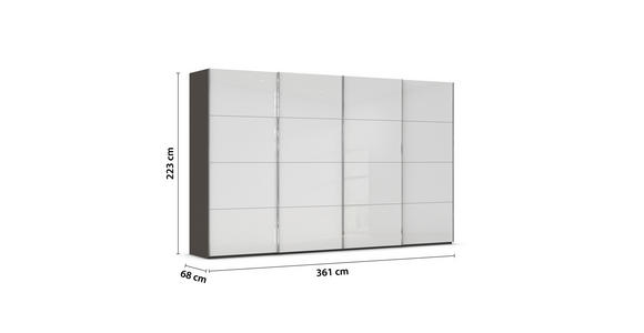 SCHWEBETÜRENSCHRANK  in Graphitfarben, Weiß  - Chromfarben/Graphitfarben, Design, Glas/Holzwerkstoff (361/223/68cm) - Novel
