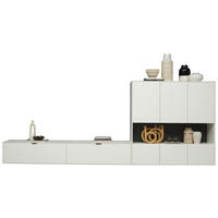 WOHNWAND  in Weiss 348,8/171,9/37,1 cm  - Weiss/Schwarz, Design, Glas/Keramik (348,8/171,9/37,1cm) - Dieter Knoll