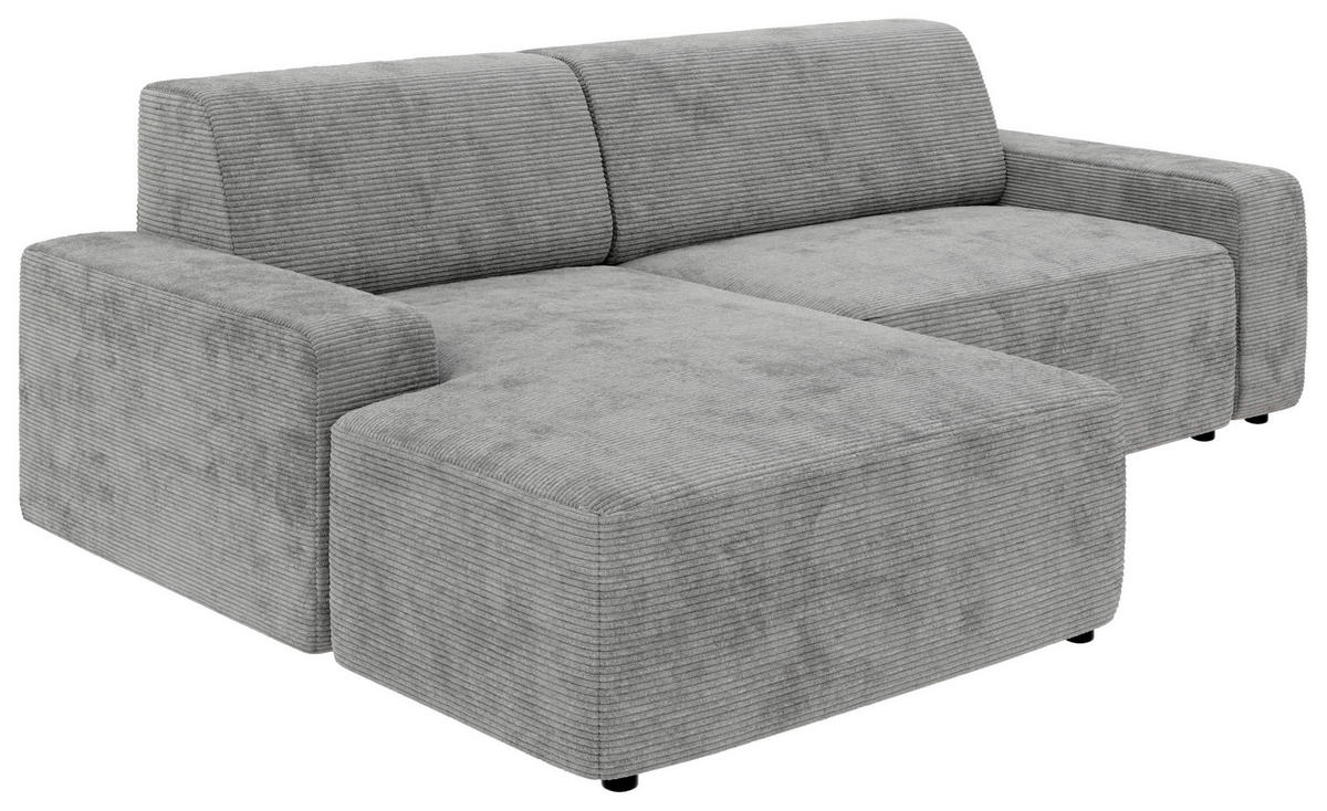 ECKSOFA in Cord Grau  - Schwarz/Grau, Modern, Kunststoff/Textil (162/246cm) - Trendmanufaktur