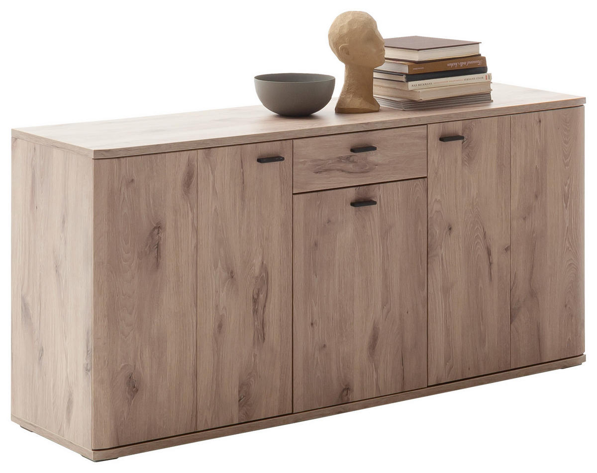 SIDEBOARD 149/78/44 cm  in Eichefarben  - Eichefarben/Anthrazit, Design, Holzwerkstoff/Metall (149/78/44cm) - MID.YOU