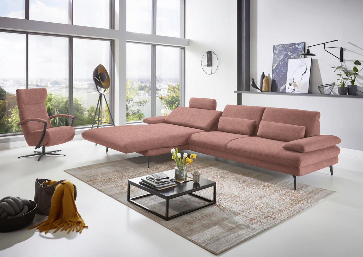 ECKSOFA in Velours Flieder  - Flieder/Schwarz, Design, Textil/Metall (180/310cm) - Dieter Knoll