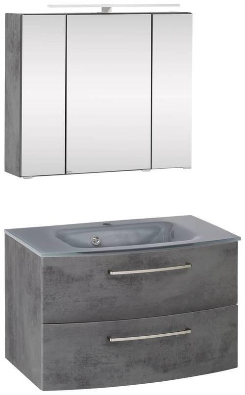 BADEZIMMER  in 80 cm  - Grau, Konventionell, Glas/Holzwerkstoff (80cm) - Held