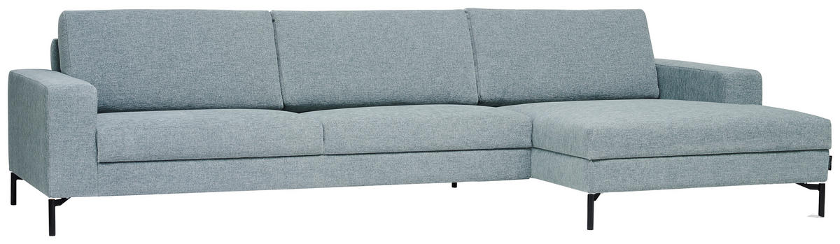 ECKSOFA in Chenille Hellblau  - Schwarz/Hellblau, Design, Textil/Metall (310/155cm) - Johann Jakob
