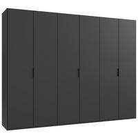 GARDEROB MED VIKDÖRRAR 300/236/58 cm 3-dörrar - grafitfärgad/svart, Design, trämaterial (300/236/58cm) - Boxxx