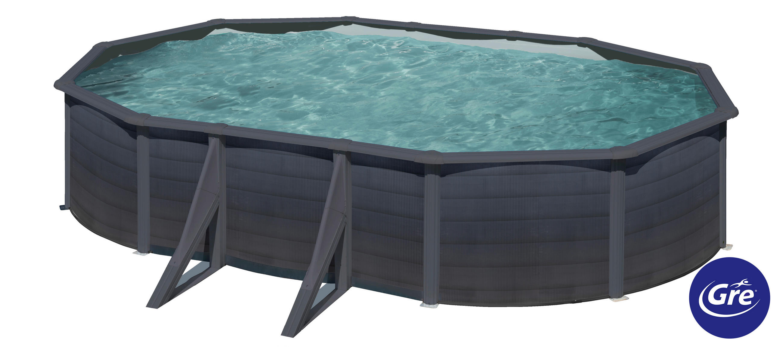 POOL-SET 2024 610/375/120 cm  - Grau, KONVENTIONELL, Metall (610/375/120cm) - Gre