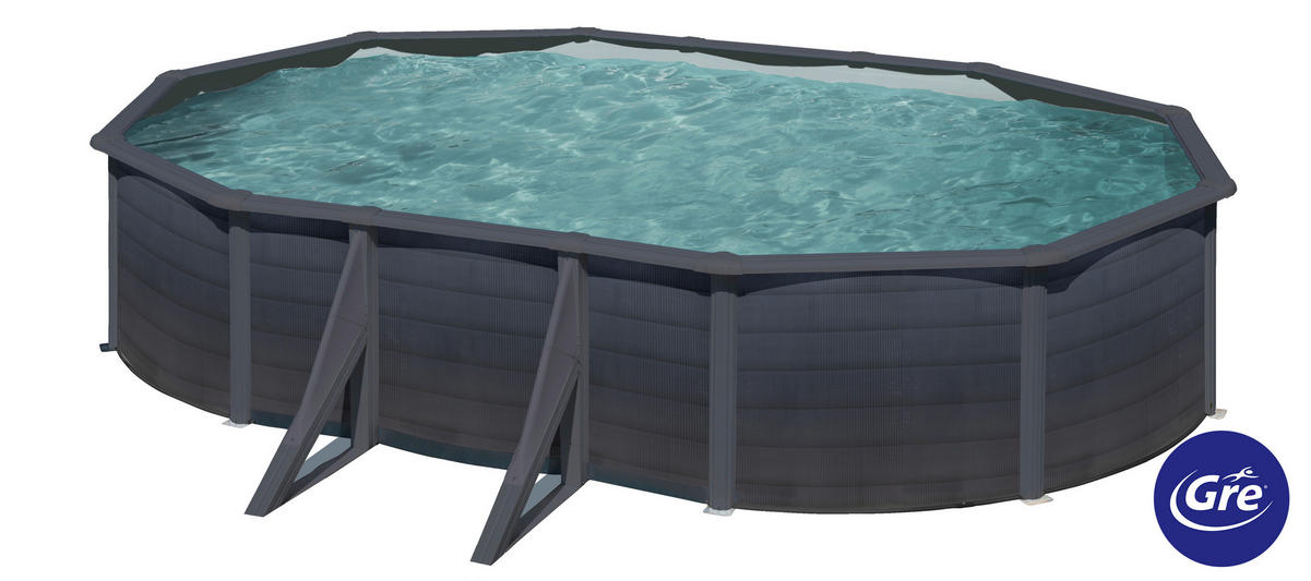 POOL-SET 2024 610/375/120 cm  - Grau, KONVENTIONELL, Metall (610/375/120cm) - Gre
