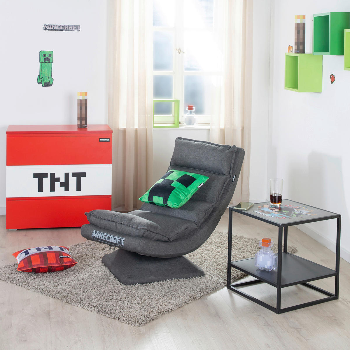 LOUNGESESSEL - Grau, MODERN, Textil/Metall (59/83/59cm) - Minecraft